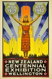 Nz Tourism Department, New Zealand Centennial Exhibition Wellington, lithograph archivally mounted to linen by Leonard C Mitchell, 1939