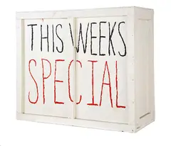 This Weeks Special by Peter Robinson, oilstick and acrylic on wooden packing case, offered Jul 2013