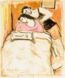 Nigel Brown, Untitled (Breakfast in Bed), watercolour