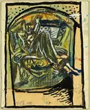Philip Clairmont, Rachael Seated, mixed media on card