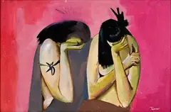 Denis Knight Turner, Weeping Women – 1945, oil on canvasboard