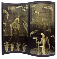 Bill Hammond, Untitled, acrylic and metallic paint on two panel wooden screen