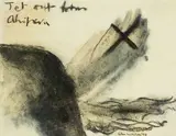 Colin McCahon, Jet out from Ahipara, charcoal on paper