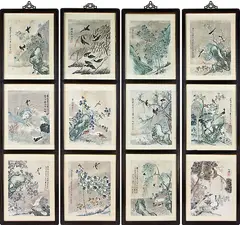 He Chong, The four seasons, set of twelve watercolours on paper