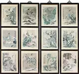 He Chong, The four seasons, set of twelve watercolours on paper