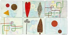 Chris Heaphy, Gift, acrylic and oilstick on six cork placemats