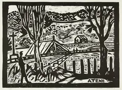 Atene by Nigel Brown, woodcut, 1/20, sold Mar 2013
