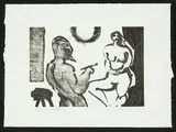 Pat Hanly, Model and Artist I, lithograph