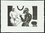 Pat Hanly, Model and Artist II, lithograph