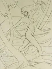 Anna Lois White, Figure Study, pencil drawing