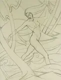 Anna Lois White, Figure Study, pencil drawing