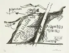Oputae by Ralph Hotere, lithograph, 5/40, offered Mar 2013