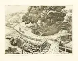 Ernest Mervyn Taylor, Winding Road, South Karori, wood engraving