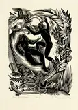 Ernest Mervyn Taylor, Tane the Creator, wood engraving, edition of 40