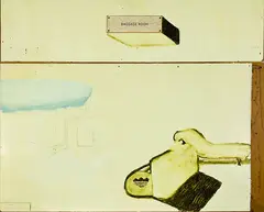 Tom Sladden, Untitled – Baggage Room, oil on hardboard