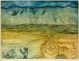 Alison Blomfield Pickmere, Manuwatu Country, mezzotint, 9/25