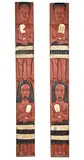Ngapuhi tribal region by An impressive pair of amo boards, Carved with male and female warrior figures wearing piupiu. The female figures each holding a patu and the male figures , offered Dec 2012