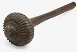 together with an I Ula Drsia (throwing club) by Fijian Kiakavo ceremonial club, with lobbed head and tavatava (zigzag notched) grip section. Split to head and shaft section. Incised notching beneath t, sold Dec 2012