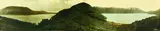 Robert Percy Moore, The Green and Blue Lakes, Rotorua, hand-coloured panoramic photograph