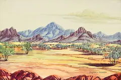 Benjamin Landara, Central Australian Landscape, watercolour