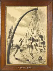 A Maori Swing by Thomas Ryan, ink and wash on paper, offered Dec 2012