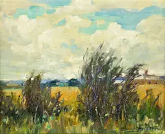 Clas Edvard Friström, Summerfields, Rotorua, oil on board