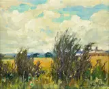 Clas Edvard Friström, Summerfields, Rotorua, oil on board