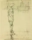 Sir Frank William Brangwyn, Untitled – Boy on the Docks, graphite on paper