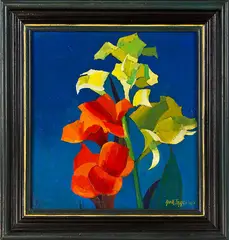 Garth Tapper, Hibiscus Coast Cannas, acrylic on board