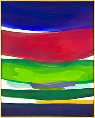 Gretchen Albrecht, Red Cloud over Land and Sea, acrylic on canvas
