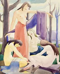 Untitled – The Bathers by Anna Lois White, watercolour, sold Nov 2012