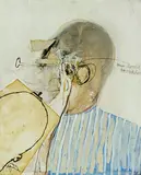 Brett Whiteley, Drawing a Man Drinking from the Christie Murder series, mixed media and collage on paper