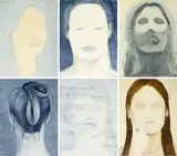 Séraphine Pick, Looking Like Someone Nos. 2, 4, 15, 22, 23, 36, oil on canvas, six panels