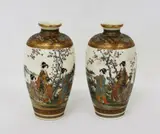 Meiji period (1868 – 1912) by Pair of Japanese Satsuma vases, painted with bijin, ‘beautiful ladies’ in a river landscape, sold Nov 2012