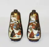 Meiji period (1868 – 1912) by Pair of small Japanese Satsuma vases, painted with figural panels, sold Nov 2012
