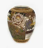 Japanese Satsuma vase, Meiji period (1868 – 1912), with chrysanthemum and kiku decoration
