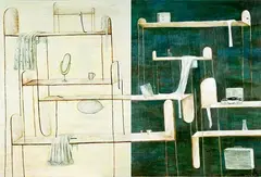 Sound by Séraphine Pick, oil, pastel and graphite on canvas, diptych, sold Sep 2012
