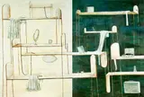 Séraphine Pick, Sound, oil, pastel and graphite on canvas, diptych