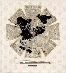 Ruth Watson, Convenient Repression I, mixed media, wallpaper, plastic, metal and perspex