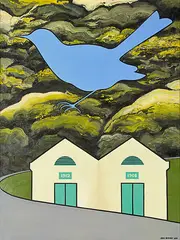 Don Binney, Vanishing Wellington Bird, oil and acrylic on board