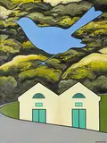 Don Binney, Vanishing Wellington Bird, oil and acrylic on board