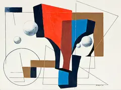 John Pine Snadden, Spatial Composition, oil, ink and gesso on board