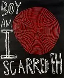 Peter Robinson, Boy Am I Scarred Eh, oilstick and acrylic on unstretched canvas