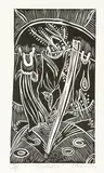 Philip Clairmont, Clothesline, linocut, 19/33