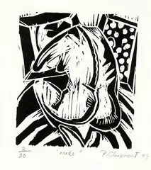 Nude by Philip Clairmont, linocut, 2/30, sold Sep 2012