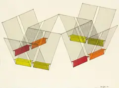 Carl Sydow, Suspension Drawing XKK, letrafilm, letratone, pen and black ink on paper