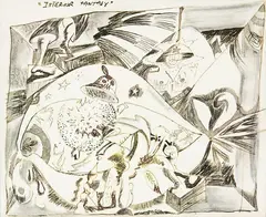 Philip Clairmont, Interior Fantasy, ink and graphite on paper