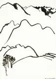 Janet E. Paul, Three Profiles: The Herekino Gorge (Between Ahipara and Kohukohu), ink on paper
