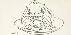 Michael Smither, Hapuka Head, ink on paper