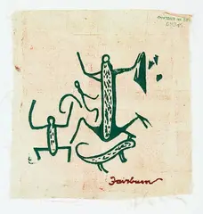 Rock Art Design by Arthur Rex Dugard Fairburn, screenprint on fabric, sold Sep 2012
